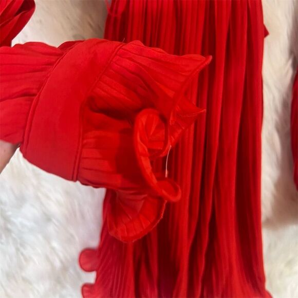 Endless Rose Women's XS Red Pleated Chiffon Mini Dress Party Cocktail - Picture 9 of 10
